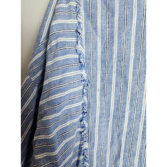 Z Supply Jayden Linen Blend Shirt Dress in Marina Blue Sz L beachy boho … - Picture 6 of 10